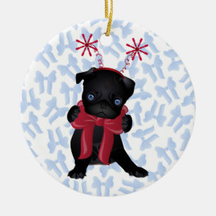 Ornement noir 1 de Chrismtas de chien de carlin