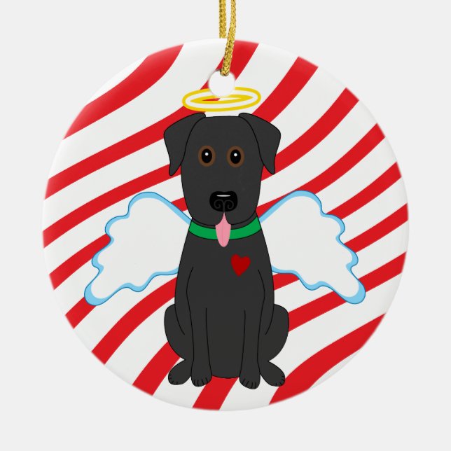 Ornement noir de chien de Noël d'ange de (Devant)