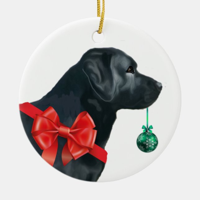 Ornement noir de Noël de labrador retriever (Devant)