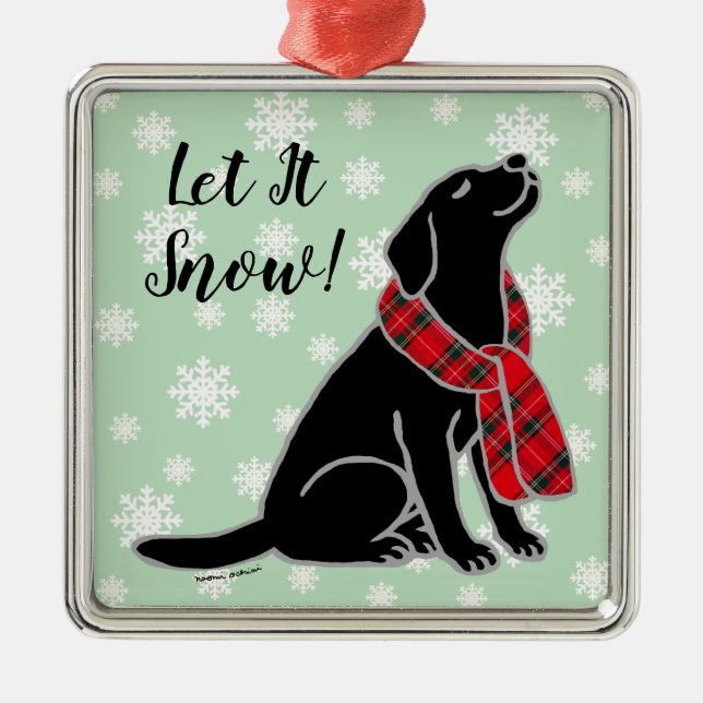 Ornement noir d'écharpe de tartan de Labrador (Devant)