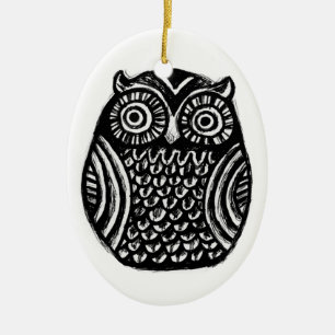 ornement noir d'encre de hibou. coutume de Noël d