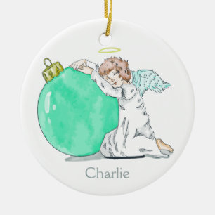 Ornement nommé fait sur commande d'ange de Noël
