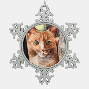 Ornement orange de flocon de neige de chat