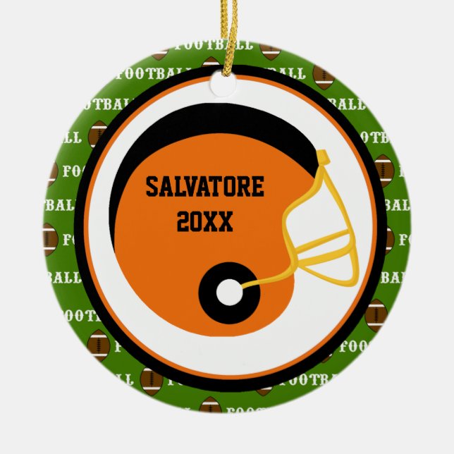 Ornement orange et noir de Noël de casque de (Devant)