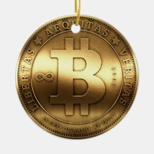 Ornement original de Noël d'or de logo de Bitcoin