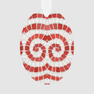 Ornement ovale acrylique MOSAIC IONIQUE ROUGE