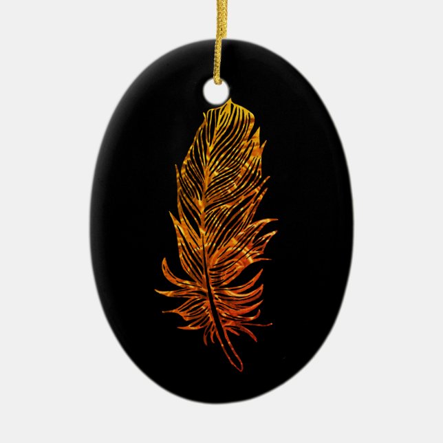 Ornement Ovale Art Plumes d'Or (Devant)