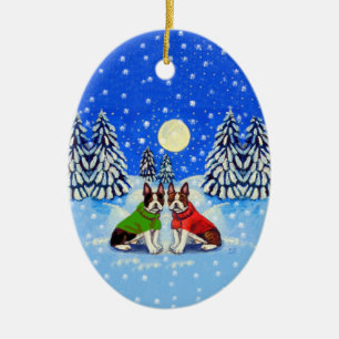 Ornement ovale de Boston Terrier