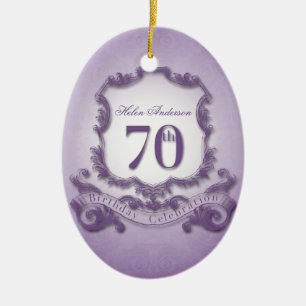 Ornement Ovale En Céramique 70th Birthday Celebration Personalized Ornament