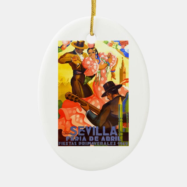 Ornement Ovale En Céramique Affiche 1949 juste de l'Espagne Séville avril (Devant)