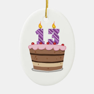 Ornement Ovale En Céramique Âge 13 sur le gâteau d'anniversaire