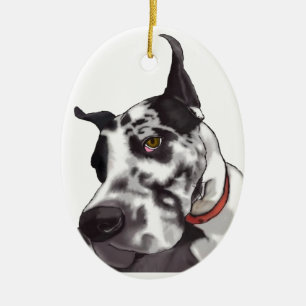Ornement Ovale En Céramique Amour de great dane