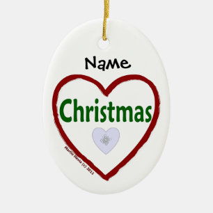 Ornement Ovale En Céramique Amour Noël