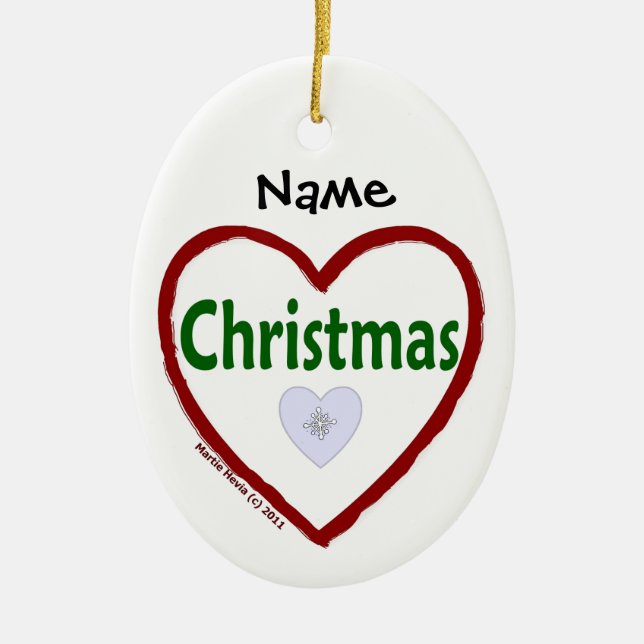 Ornement Ovale En Céramique Amour Noël (Devant)