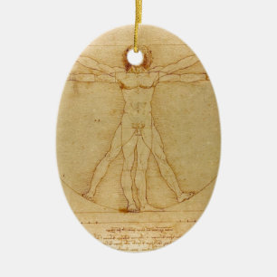 Ornement Ovale En Céramique Anatomie humaine, homme de Vitruvian par Leonardo