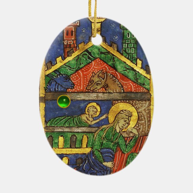 ORNEMENT OVALE EN CÉRAMIQUE ANTIQUE NATIVITÉ CHRISTMAS PARCHEMENT (Dos)