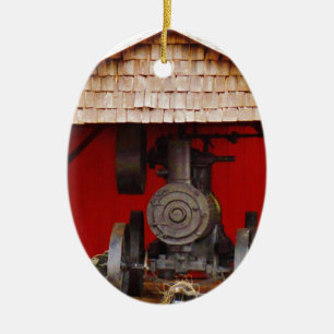 Ornement Ovale En Céramique Antique Tracter à vapeur