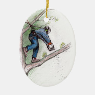 Ornement Ovale En Céramique Arboriste du chirurgien Arbre de bûcheron