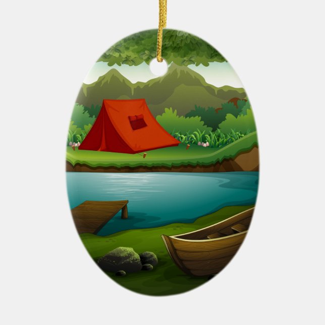 Ornement Ovale En Céramique Au sol de camping (Devant)