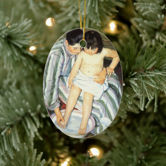 Ornement Ovale En Céramique Bain d'enfant par Mary Cassatt Impressionnisme Vin (Arbre)