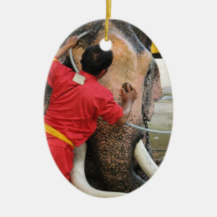 Ornement Ovale En Céramique Bain Eléphant ... Ayutthaya, Thaïlande