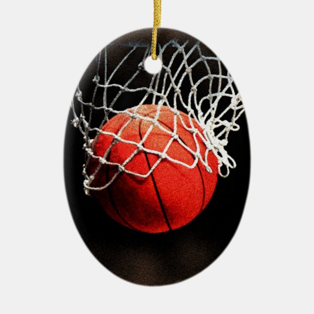 Ornement Ovale En Céramique Basket-ball (Devant)