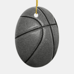 Ornement Ovale En Céramique Basket-ball en niveaux de gris