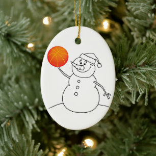 Ornement Ovale En Céramique Basket-ball Snowman Vacances en céramique Ornement