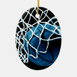 Ornement Ovale En Céramique Basket bleu