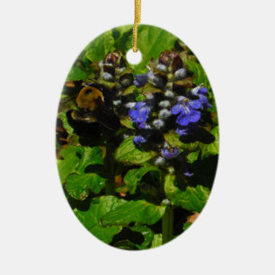 Ornement Ovale En Céramique Baume d'abeille pourpre et bourdon