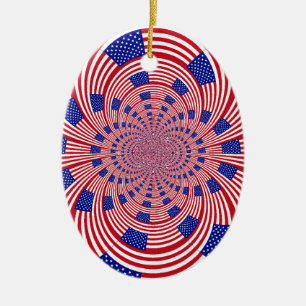 Ornement Ovale En Céramique Beau drapeau américain Extraordinaire Kaleidoscope