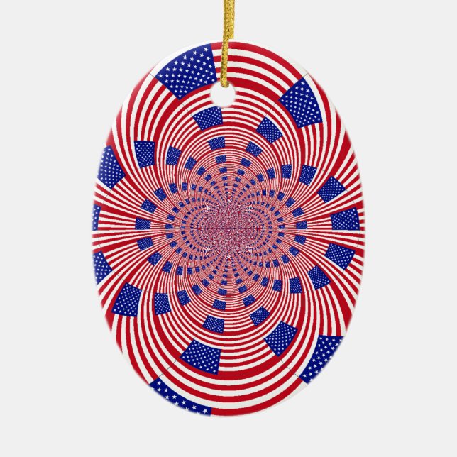 Ornement Ovale En Céramique Beau drapeau américain Extraordinaire Kaleidoscope (Devant)