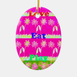 Ornement Ovale En Céramique Beau extraordinaire coloré Flora texte de citation