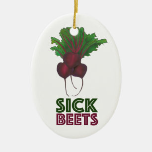 Ornement Ovale En Céramique Beets Malades (Beats) Bunch Rouge Végétable Jardin