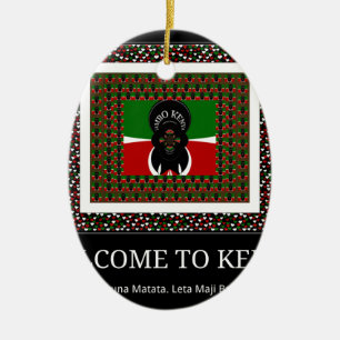 Ornement Ovale En Céramique Bienvenue au Kenya Hakuna Matata