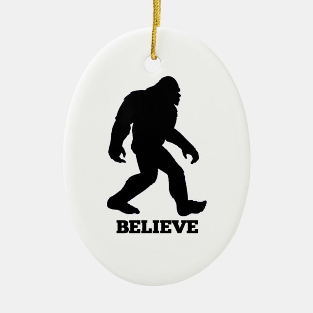Ornement Ovale En Céramique Bigfoot CROIRE Sasquatch (Devant)