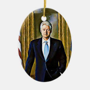 Ornement Ovale En Céramique Bill Clinton 42nd President Keepsake Ornament