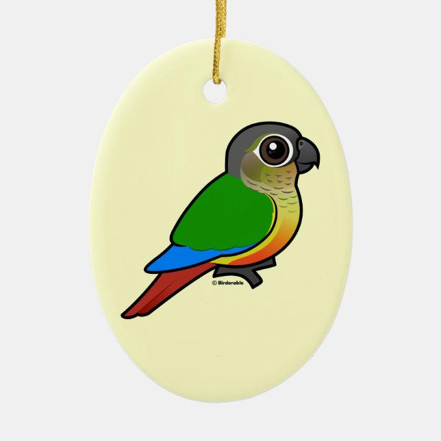Ornement Ovale En Céramique Birdorable Jaune-a dégrossi Conure (Devant)