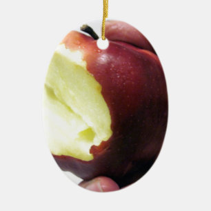 Ornement Ovale En Céramique Bitten Red Apple