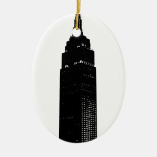Ornement Ovale En Céramique Black & White Pop Art New York