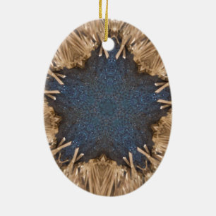 Ornement Ovale En Céramique Blue Kaleidoscope Star Wicker Arrière - plan