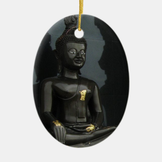Ornement Ovale En Céramique Bouddha noir ... Nong Khai, Isaan, Thaïlande (Devant)