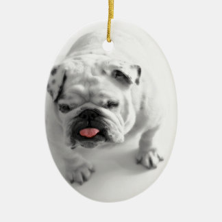 Ornement Ovale En Céramique Bouledogue personnalisable