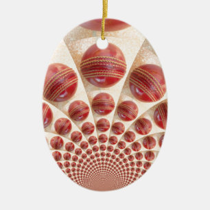 Ornement Ovale En Céramique Boules de cricket rythmées par boules de cuir : ta
