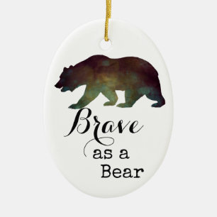 Ornement Ovale En Céramique Brave comme l'ours aquarelle typographie