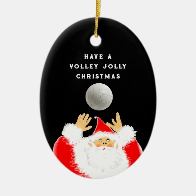 Ornement Ovale En Céramique Cadeau de volley-ball personnalisé (Devant)
