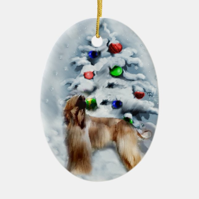Ornement Ovale En Céramique Cadeaux de Noël de la livre afghane (Devant)