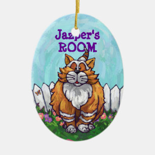 Ornement Ovale En Céramique Cadeaux et accessoires de chats de gingembre