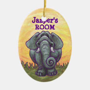 Ornement Ovale En Céramique Cadeaux et accessoires éléphants
