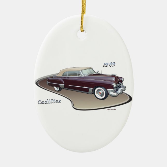 ORNEMENT OVALE EN CÉRAMIQUE CADILLAC 1949 (Devant)